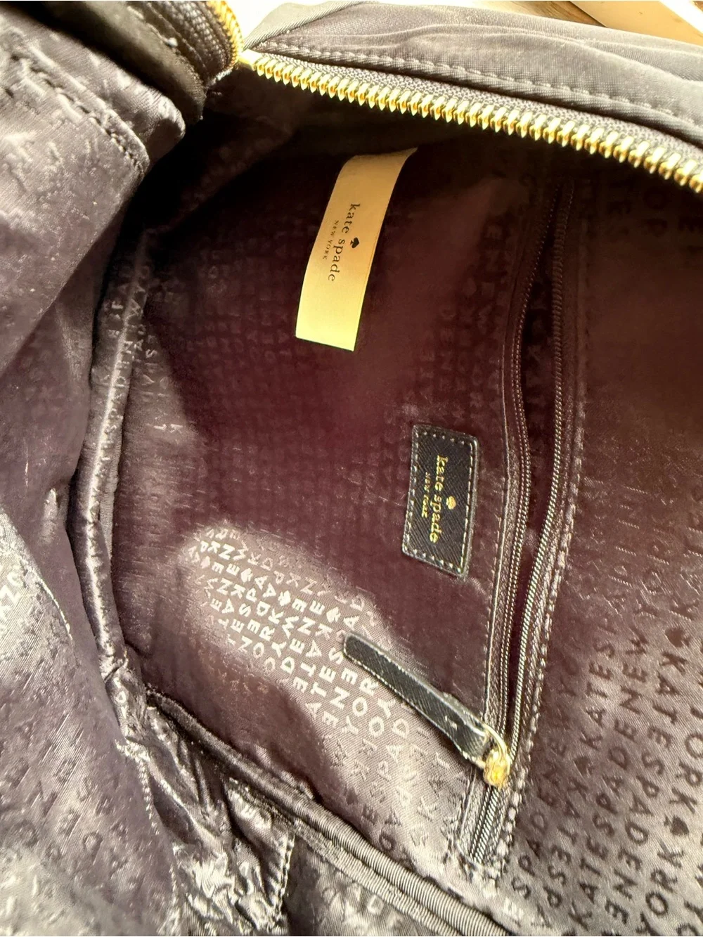 kate spade black nylon mini backpack with gold hardware - Picture 3 of 7